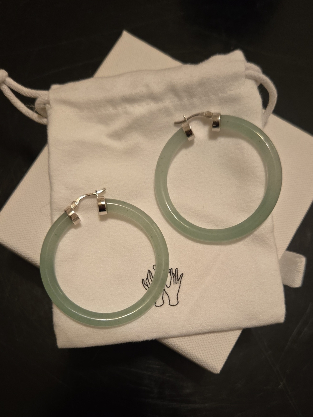 Large Jade Hoop Earrings